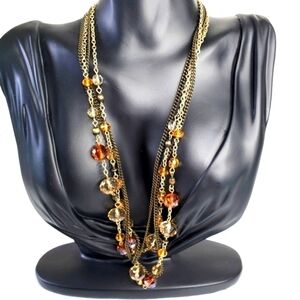 Four Strand Amber Beaded Necklace